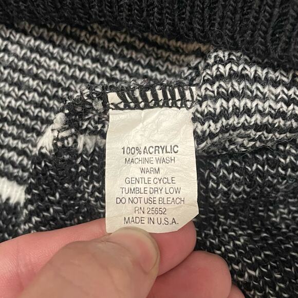 Vintage Area by Tag Knit Grandpa Sweater Retro Geometric Black White USA Size 1X - Picture 4 of 8